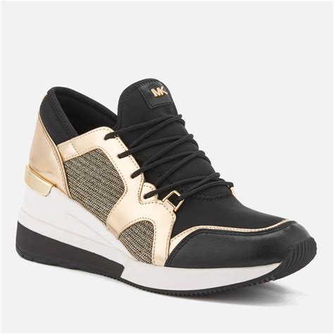 michael kors scout trainer black|michael kors black wedge sneakers.